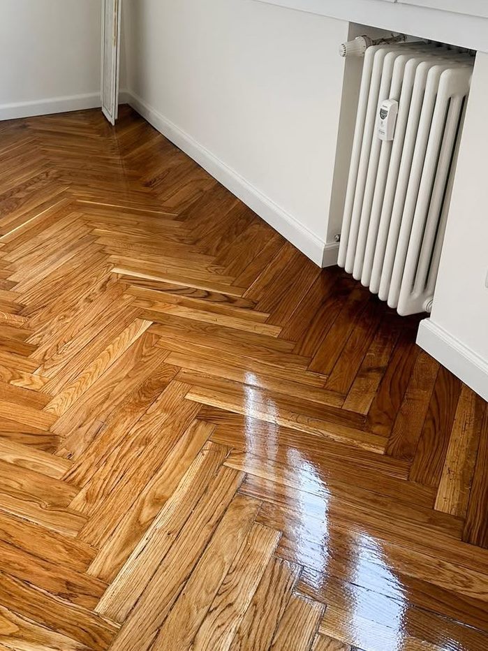 Parquet a spina di pesce dopo il trattamento